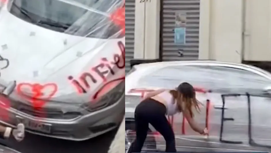 Mujer envuelve en plástico el auto de su novio infiel y lo pinta con reclamos: la “venganza piadosa” que se hizo viral